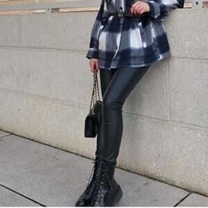 Zara Black Faux Leather Leggings Size Medium